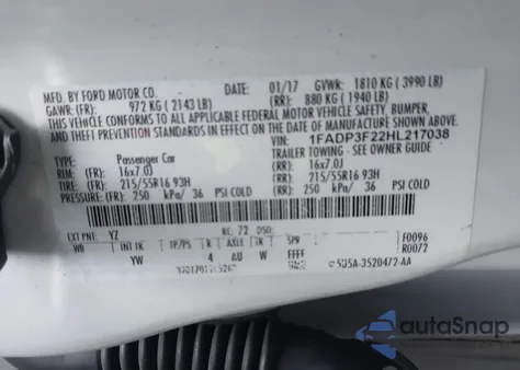 2017 Ford Focus Se из США, поврежденный, VIN 1FADP3F22HL217038